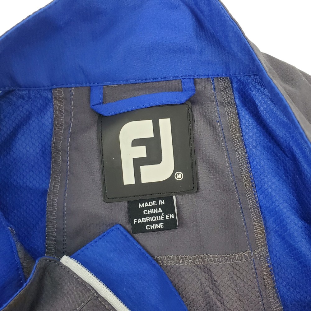 FOOTJOY Jacket Men Medium Gray Blue Pullover 1/2 Zip Golf Windbreaker Activewear