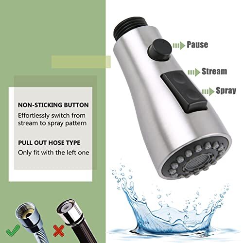 Kitchen Faucet Head Replacement Spray Head Chrome, Pull Down Hose Sprayer Nozzle