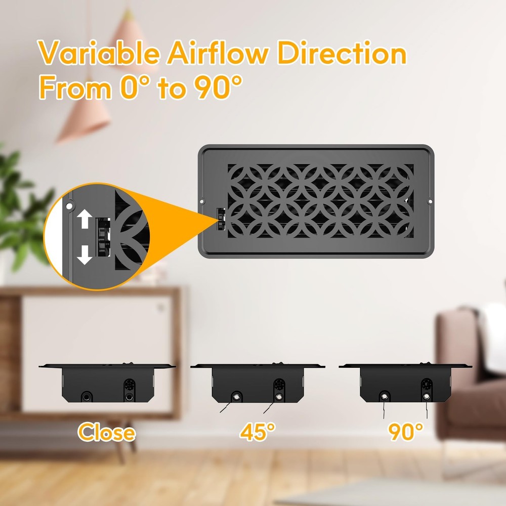 Rust-Proof Steel Floor Vent Covers 4x10 2 Pack Adjustable Decorative Vent Covers