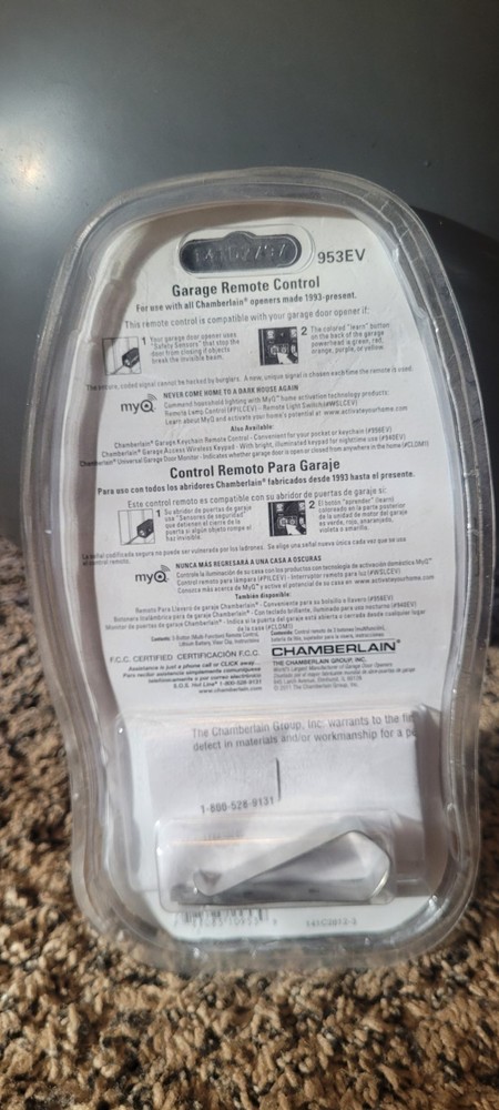 Chamberlain 953EV Garage Remote Control myQ Compatible, Rolling CODE, Visor Clip