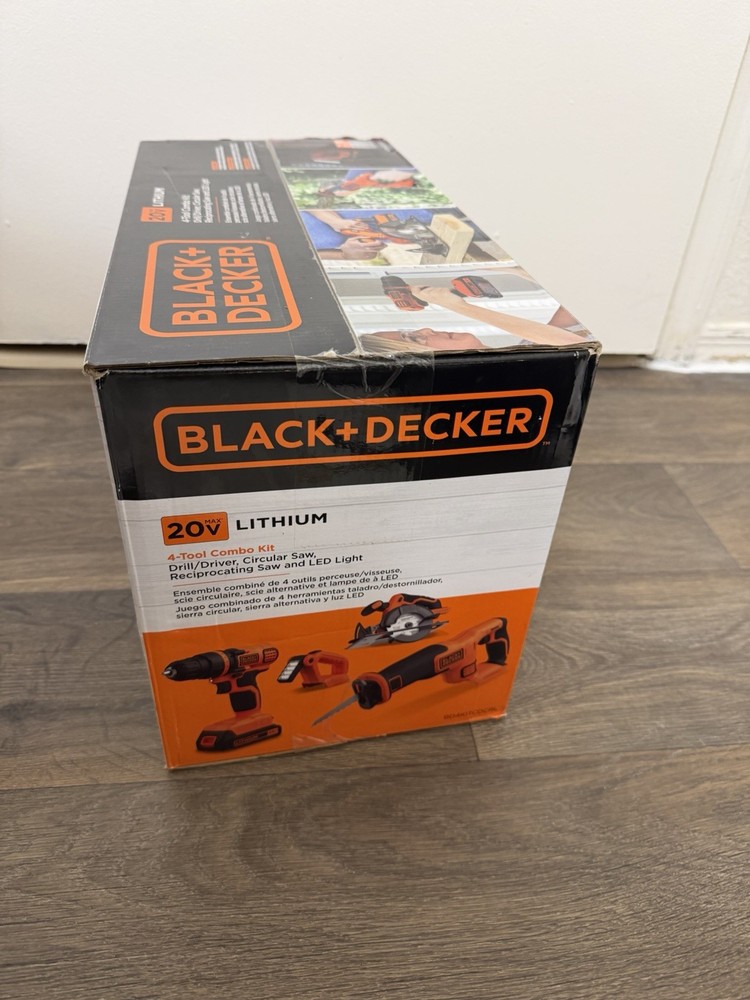 NEW! BLACK+DECKER BD4KITCD7CSMSL Cordless 20V MAX 4 Tool Combo Kit SEALED