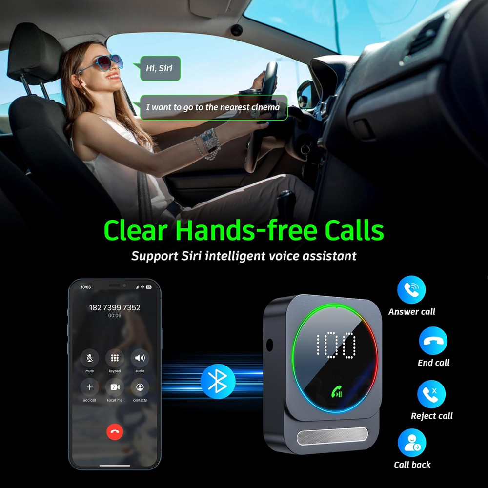 Bluetooth Aux Adapter, SONRU Bluetooth 5.3 Receiver for Car, Wireless Audio Rece