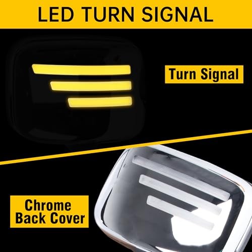 Chrome Hood Mirror Assembly with LED Light Replacement for 2008 Chrome (LED)