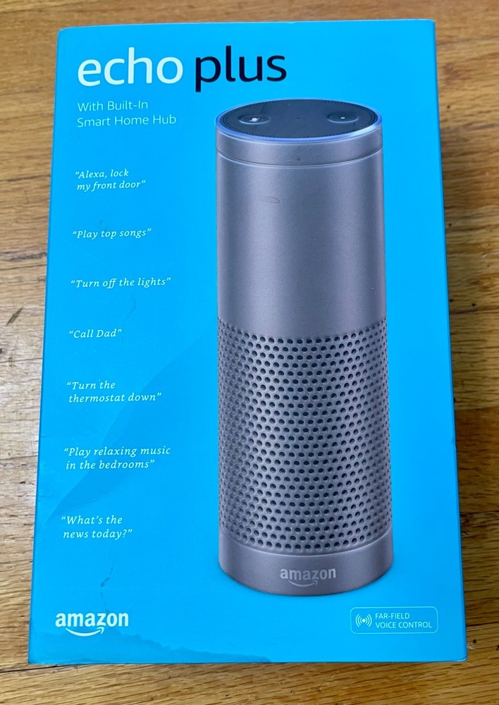 Amazon Echo Plus 1st Gen Smart Speaker Silver w/Power Adapter - READ DESCRIPTION