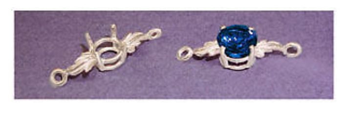 6mm ROUND & LEAF STERLING SILVER PRE-NOTCHED BRACELET LINK SETTING