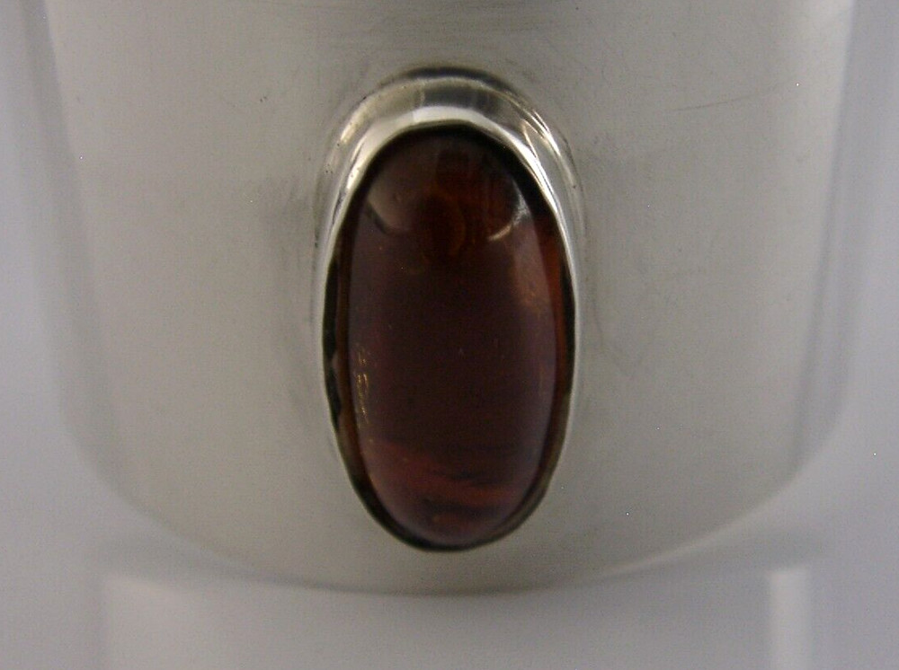 BEAUTIFUL SOLID STERLING SILVER AMBER SET NAPKIN RING 1993 ENGLISH