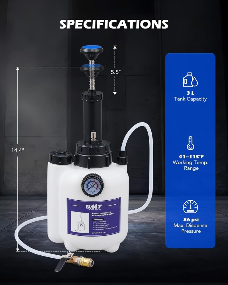 Effortless Transmission Fluid Transfer Pump with Organized Adapter Storage