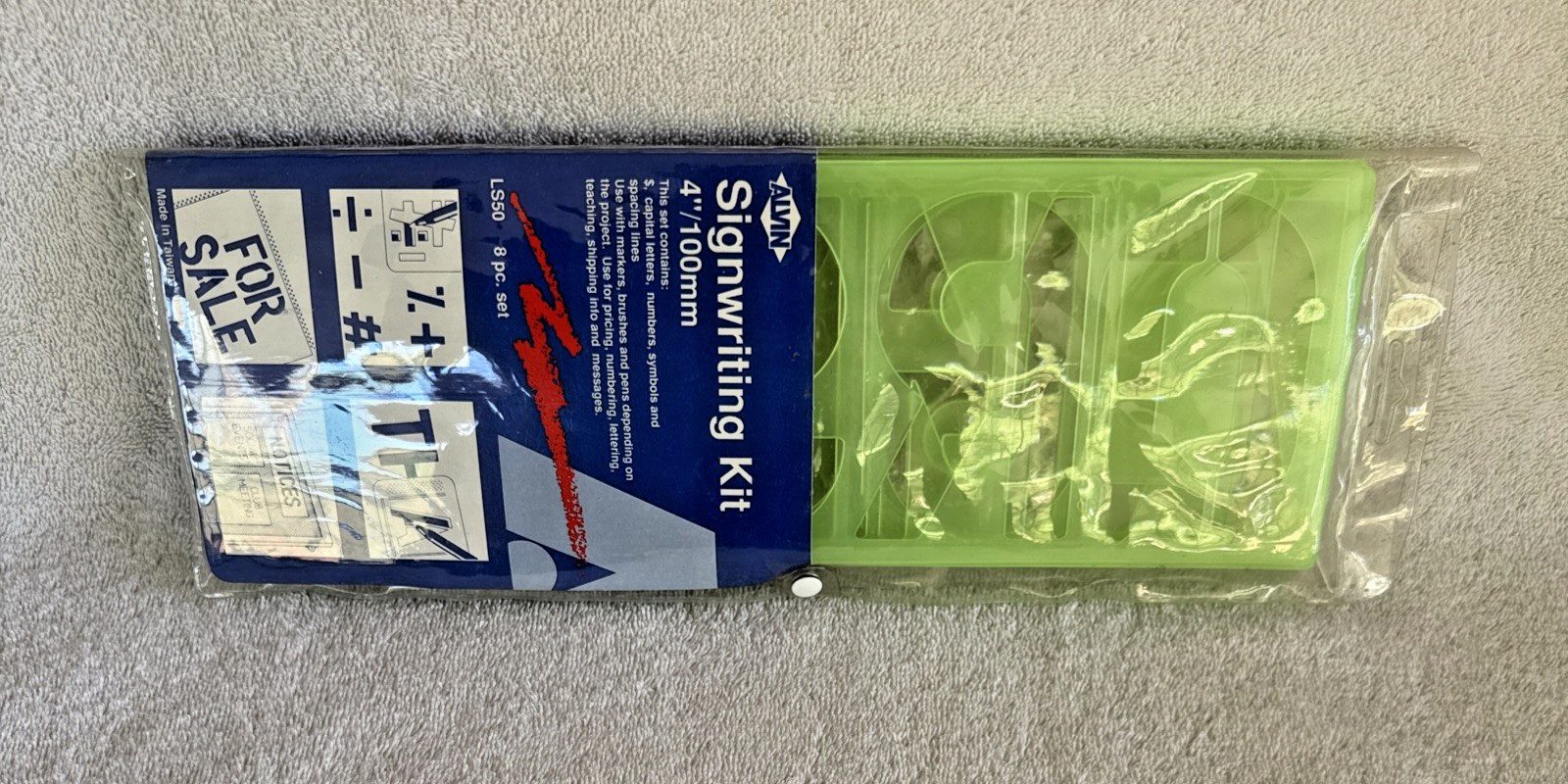 Vintage Alvin Signwriting Kit 4'' Capital Letters, Numbers & Symbols 8 Pieces