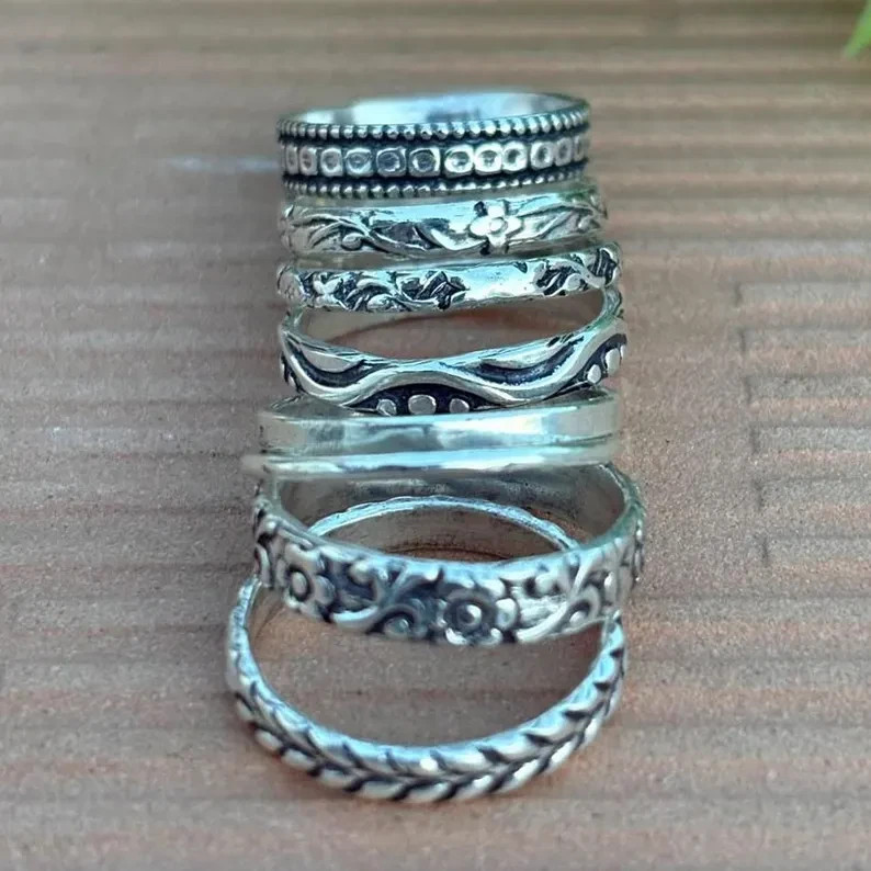 Stackable Ring 8 Set | Sterling Silver Stack Rings | Silver Rings | All Size