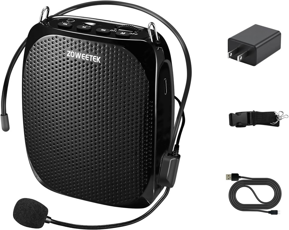 Portable Rechargeable Voice Amplifier with Wired Microphone