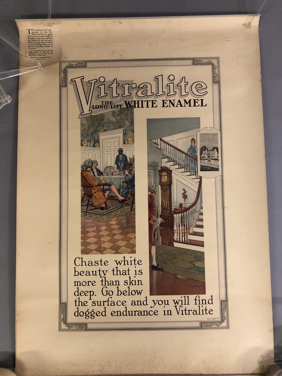 1917 Pratt & Lambert Vitralite “ The Long-Life White Enamel Advertising Poster