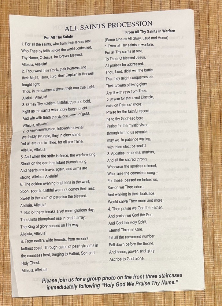 Prayer Pamphlet: All Saints Procession ***NEW***