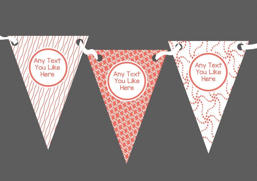 Coral Mixed Patterns Personalised Christening Baptism Bunting