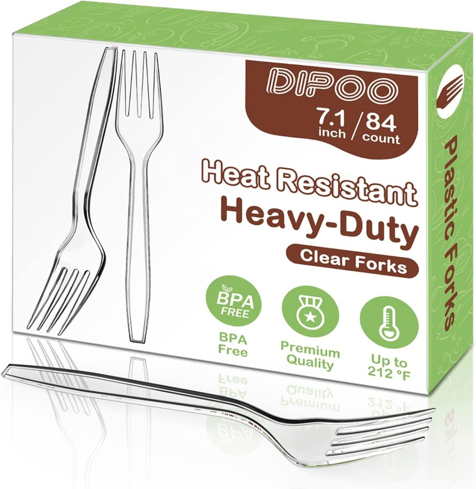 Clear Plastic Forks Heavy Duty with Heat Resistant & , Solid
