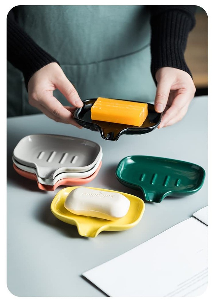 Multi-Color Ceramic Soap Dish for Kitchen or Bathroom, Easy to Clean, Self Dr...