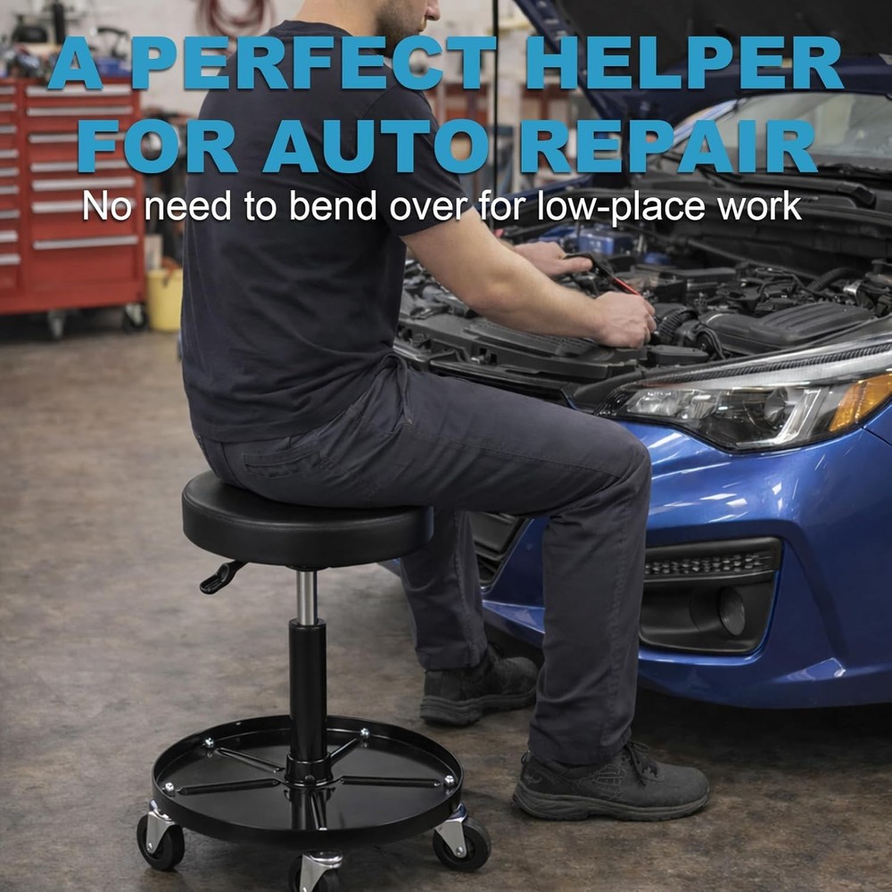 LT12 Professional Mechanics Roller Seat, Pneumatic Adjustable Rolling Stool