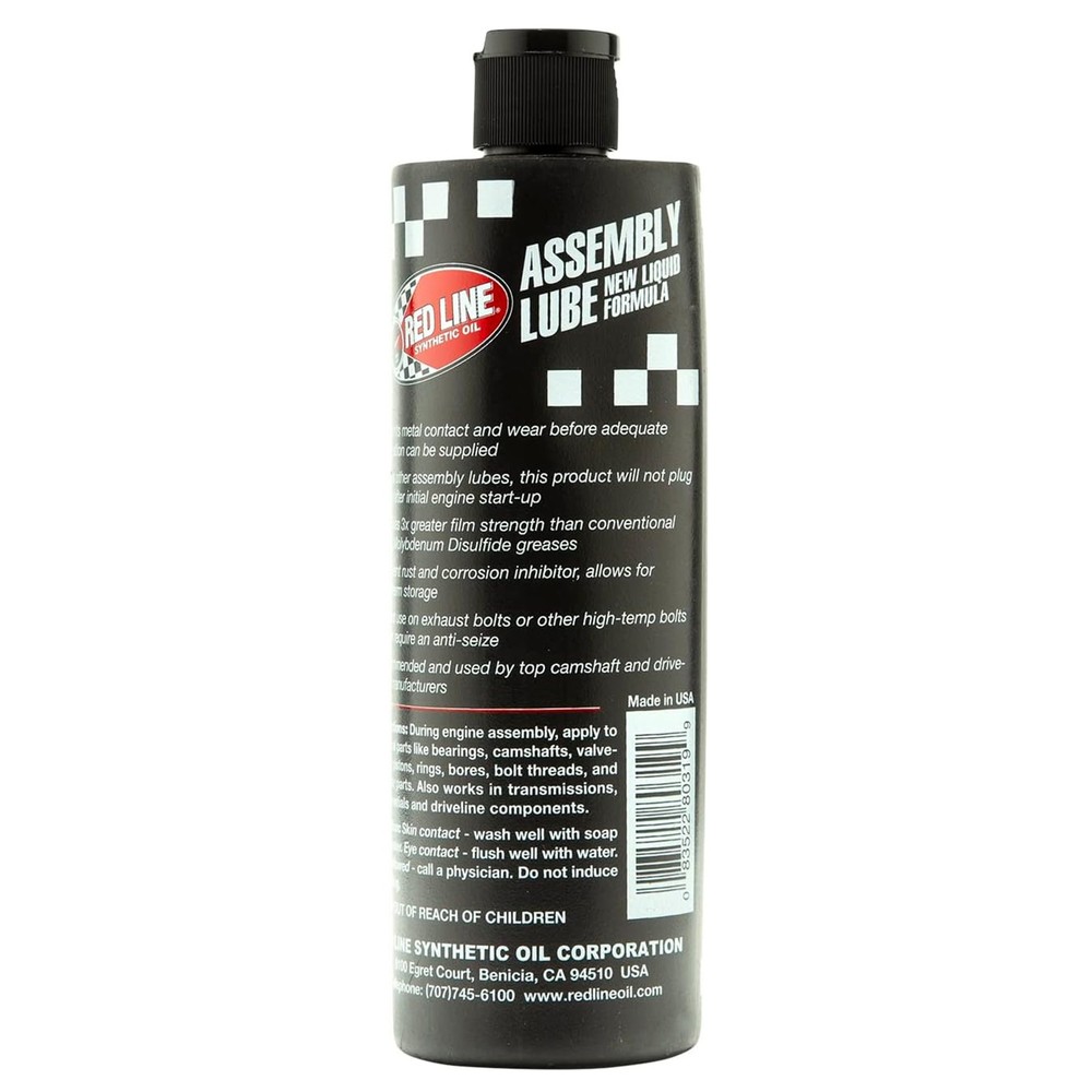 Red Line Synthetic Assembly Lube Liquid Formula for Engine & Drivetrain 12 oz