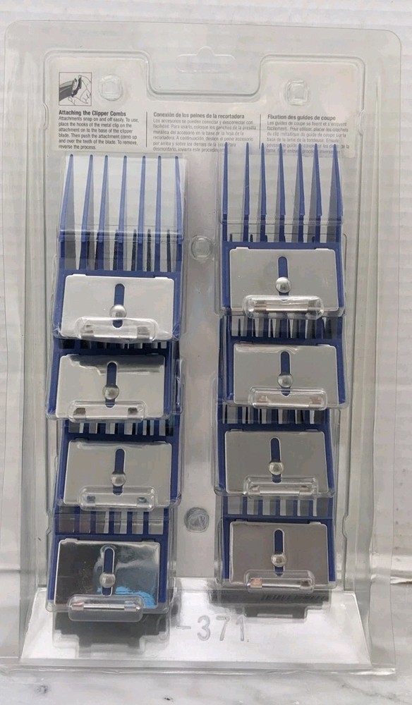 Andis 8 Piece Large Universal Clipper Comb Set -Blue NEW