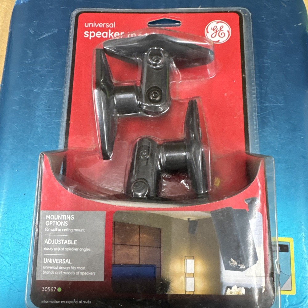 GE Universal Speaker Mounting Brackets - Wall or Ceiling Mount - NEW