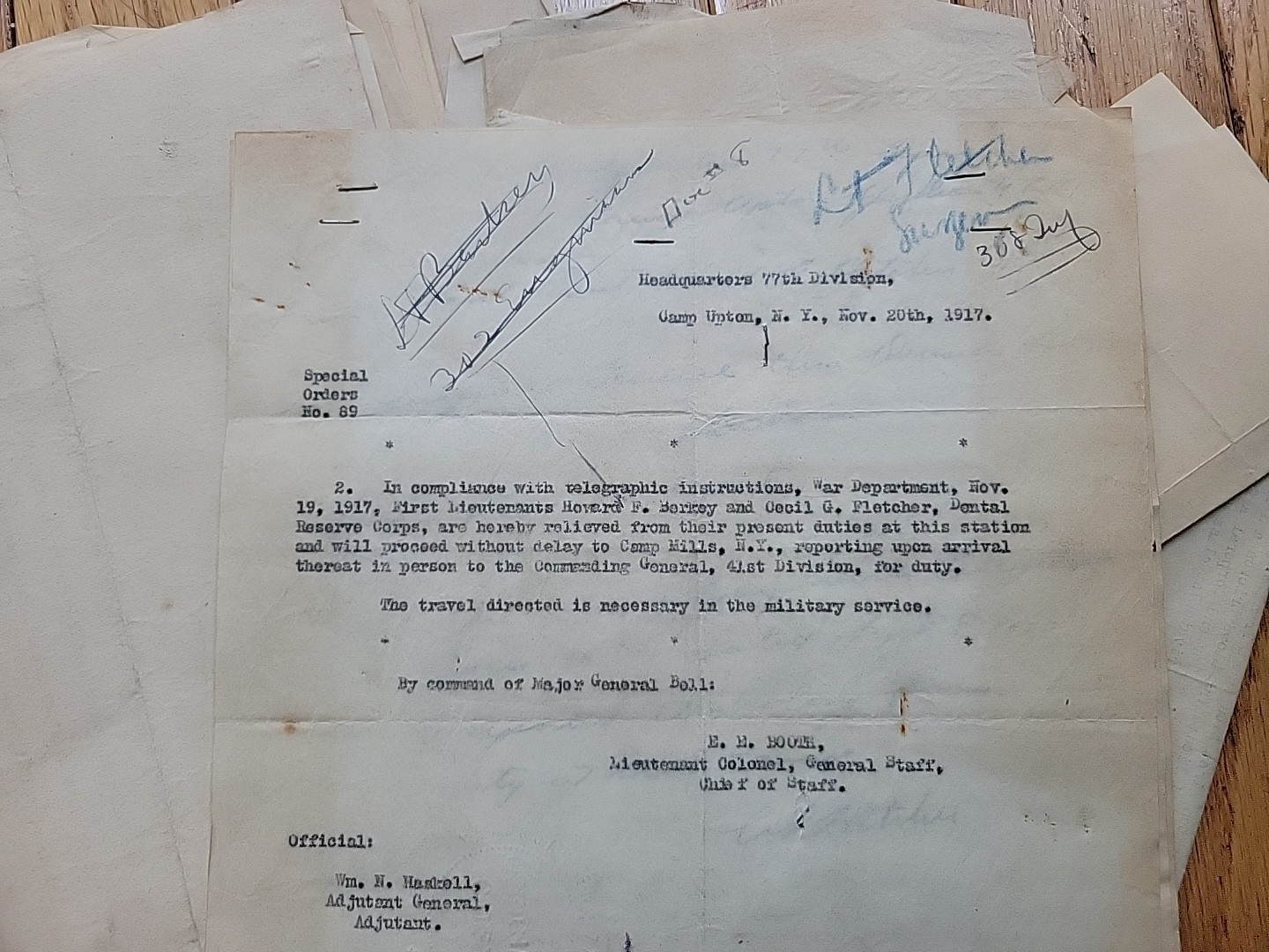 WWI Cecil Fletcher Dentist Archive AEF Photos Documents France WW1 1st Depot