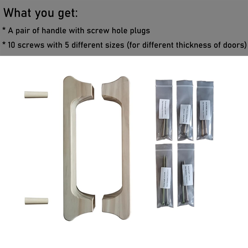 NUIBY Large Wooden Door Pull Handle, Solid Wood Handle for Inside