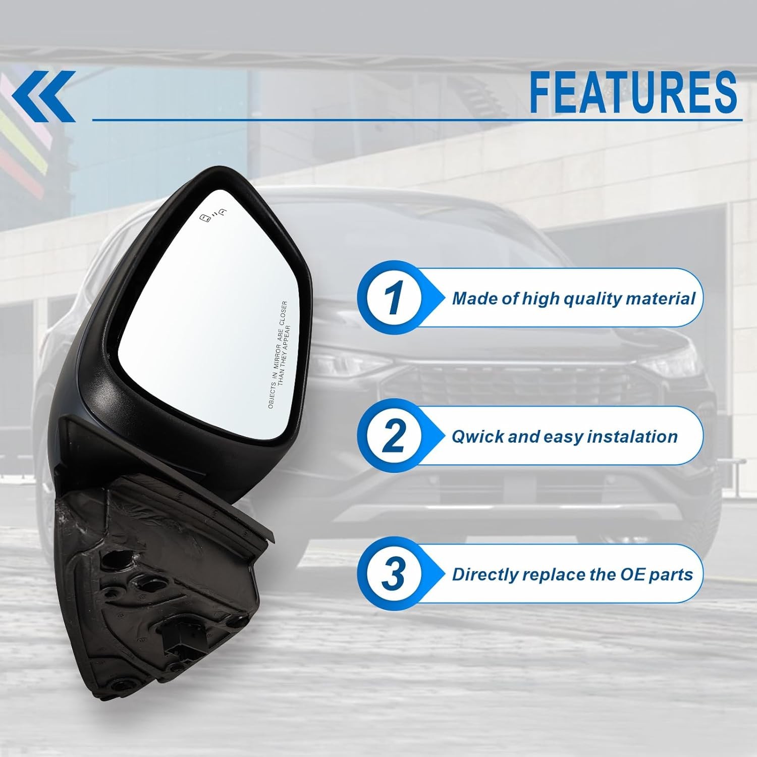 Right Passenger Side Mirror Fits 2020-2025 Ford Escape with Blind Spot Mirror, P