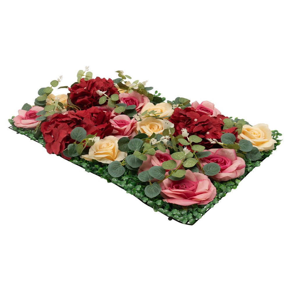 12Pcs Artificial Flower Wall Panel Backdrop Wedding Rose Hydrangea Flower Decor