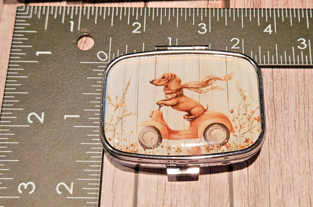 Dachshund Pill Box 2 Compartment New