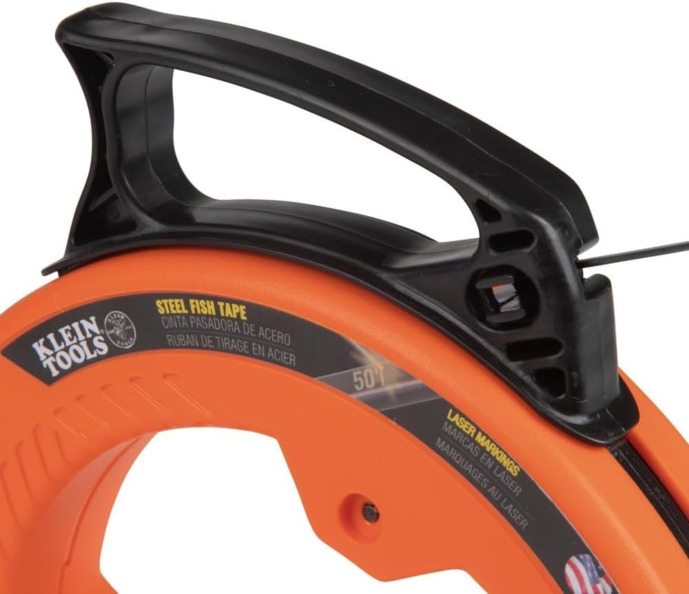 50-Foot Klein Tools Steel Fish Tape - Precision Wire Puller with Double Loop