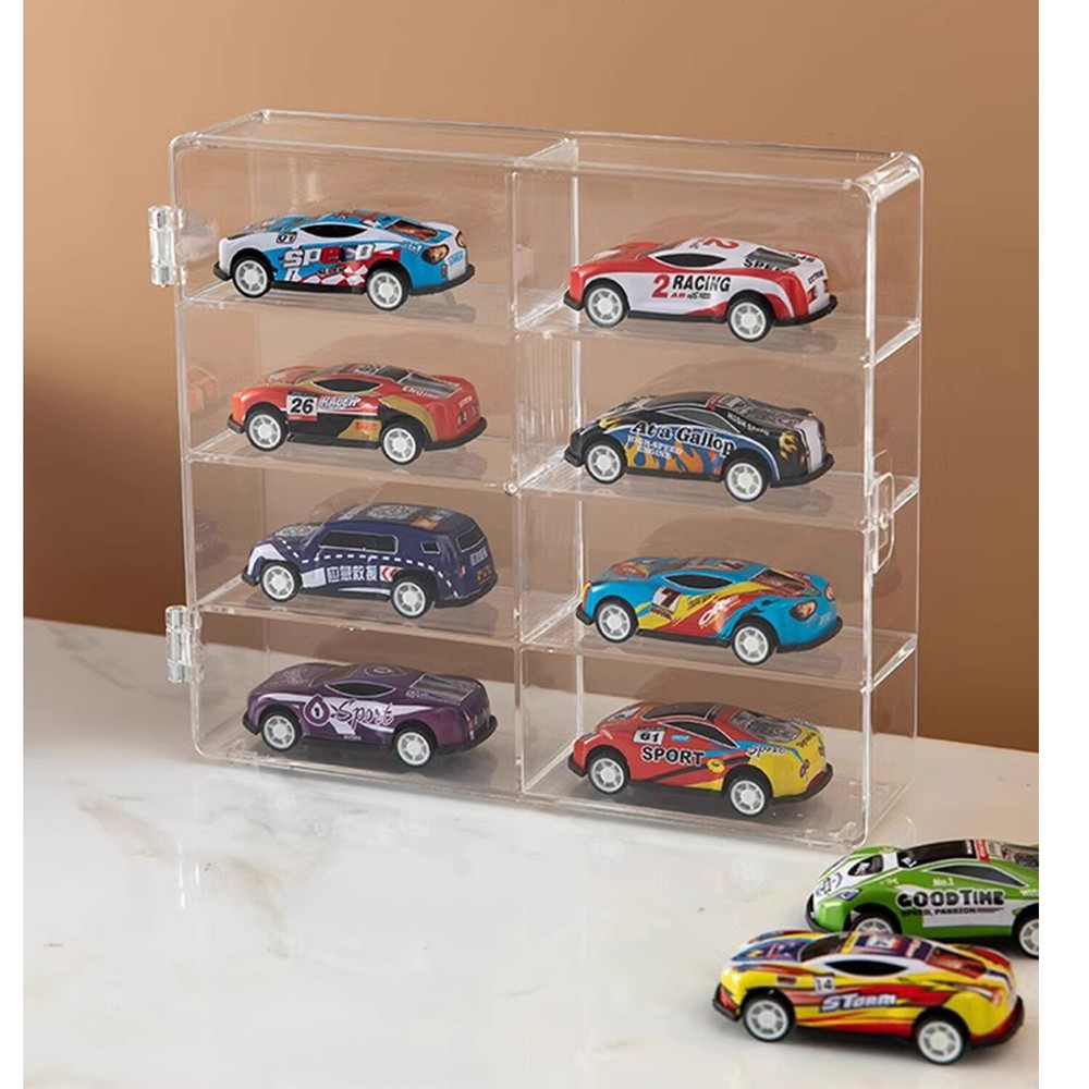4Pack 1/64 Diecast 8 Car Display Case With Locking Latch Stackable Organizer Box