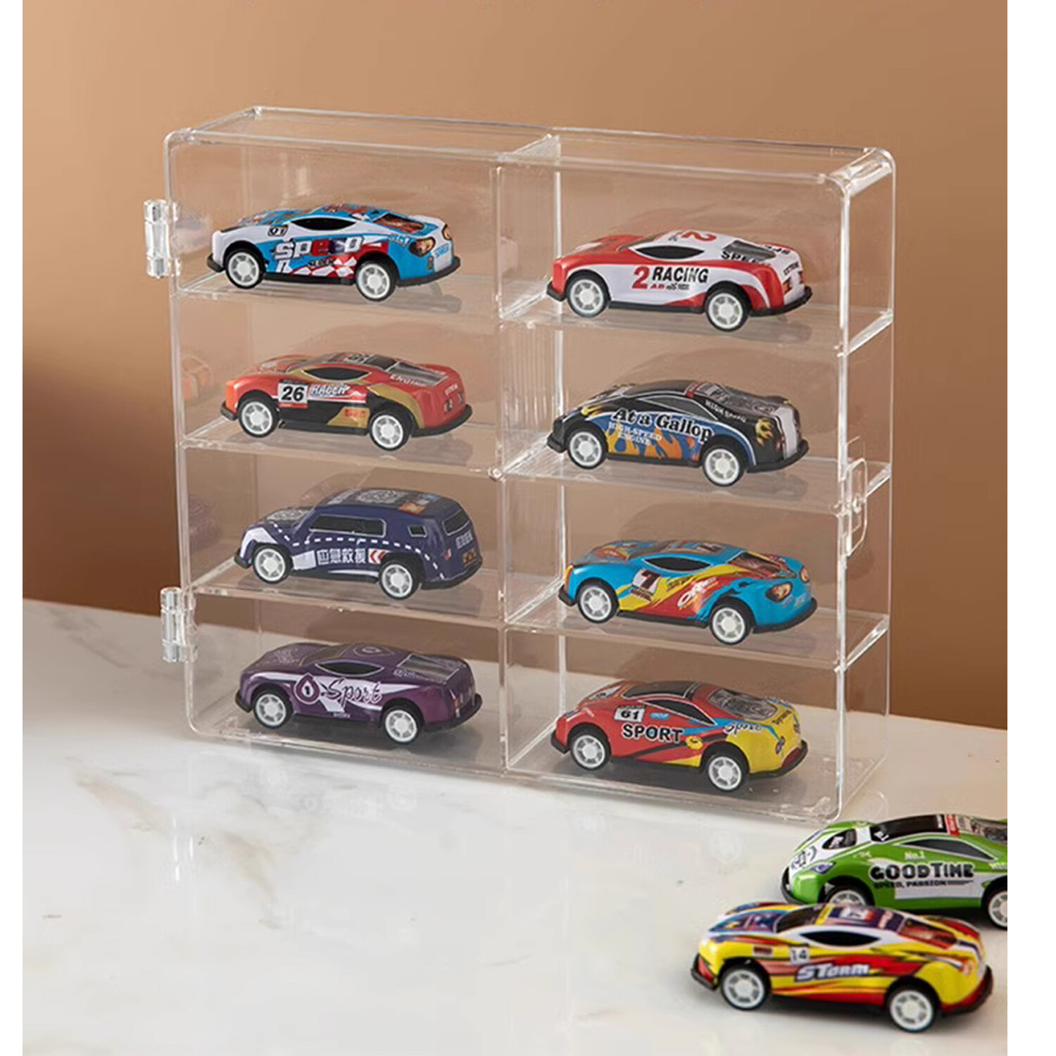Car Display Case For 1/64 Hot Wheels Storage 8 Cars With Locking Latch Stackable
