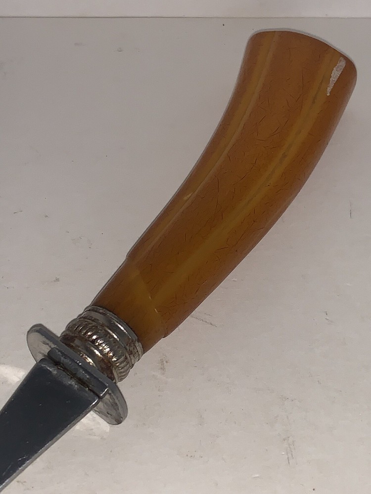 Vintage Meat Serving Fork Bakelite Butterscotch Handle