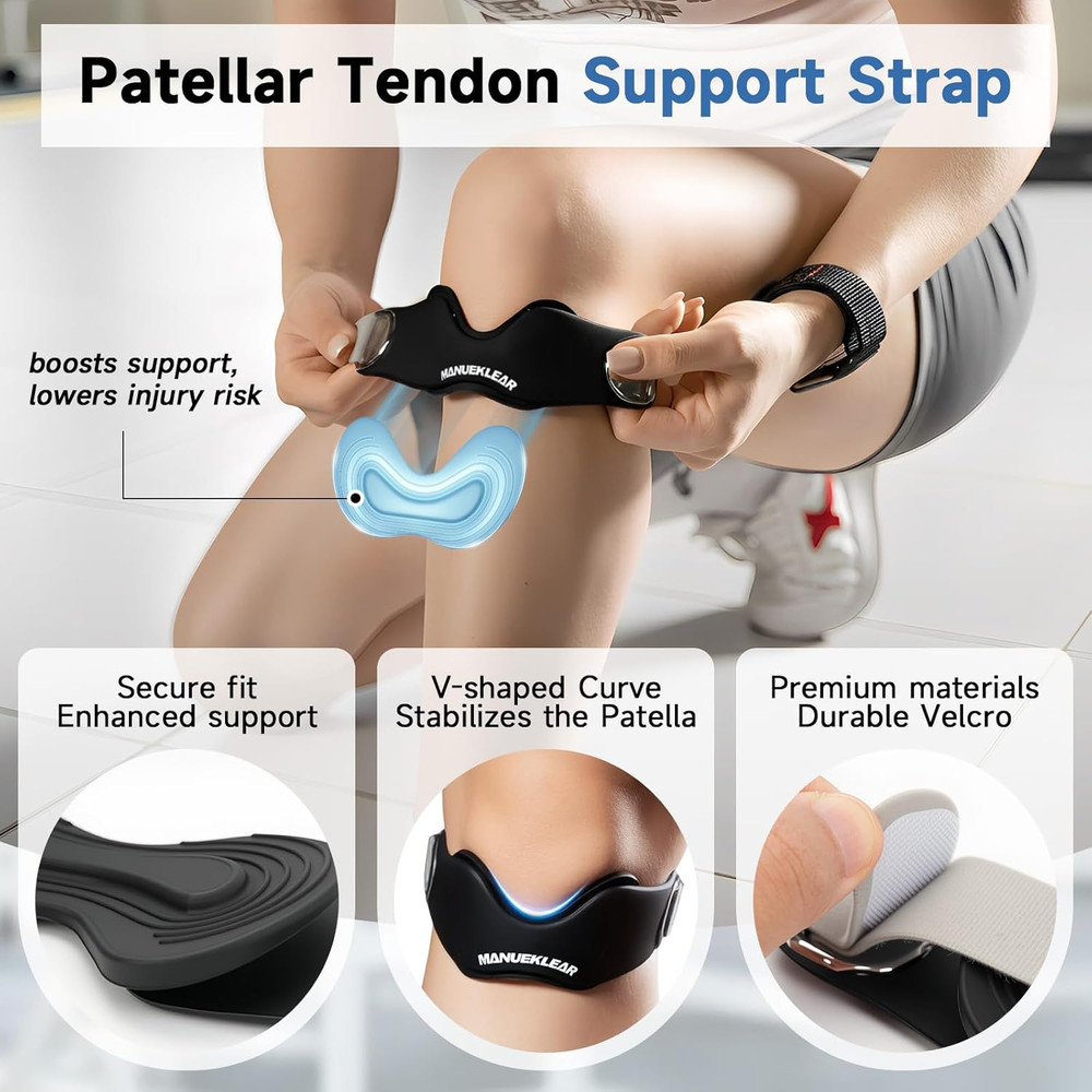MANUEKLEAR V-Shaped Patella Bands, Adjustable Flex Wrap Patellar Tendon Support