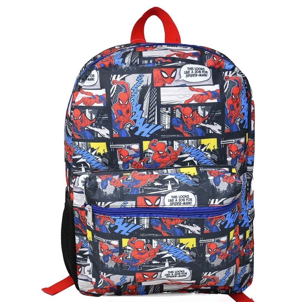 Large Backpack - Marvel Spiderman Spider Comic Allover Print 16" School Bag NEW