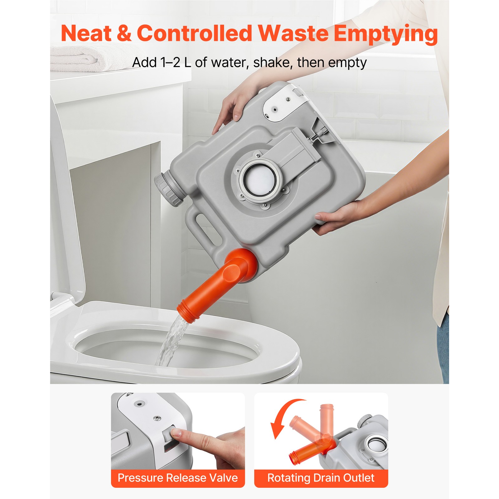 Uimoso Portable Outdoor Toilet with 5.3 Gallon Flush for Camping and Hiking