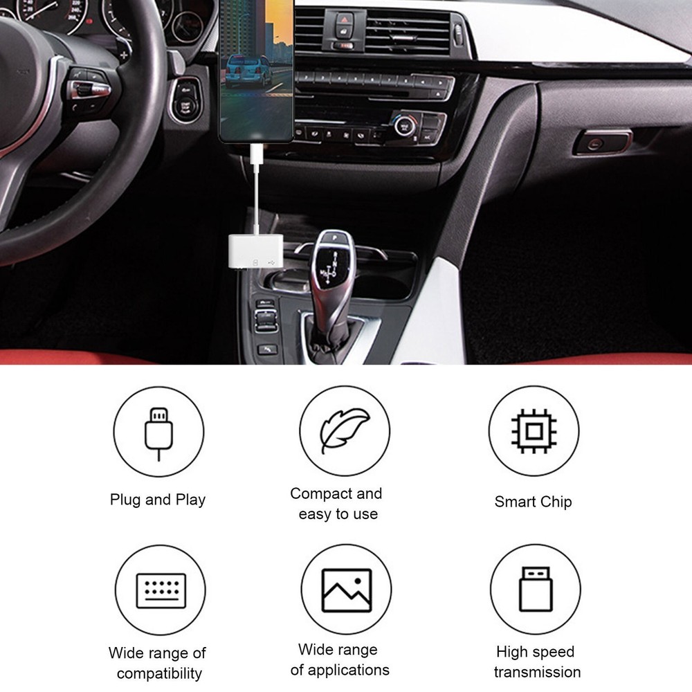 6 in 1 Memory Card Reader Plug and Play High Speed USB C Smart Camera Storage