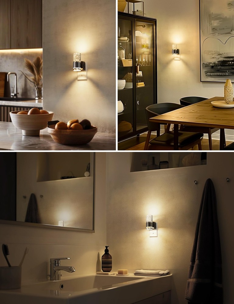 Night Light,Dimmable Night Lights Plug into Wall, 2 Pack Acrylic Nightlights ...