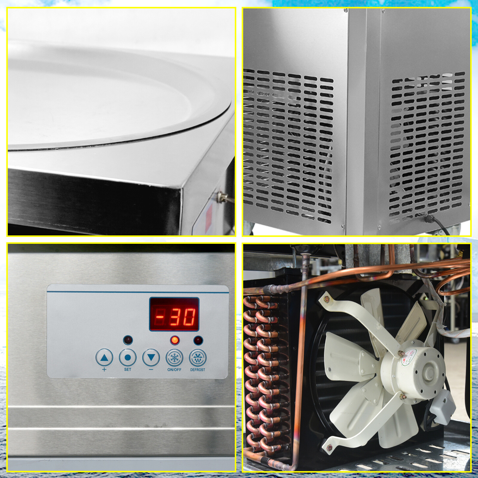 Kolice Commercial 22" round pan fry ice cream machine rolled ice cream machine