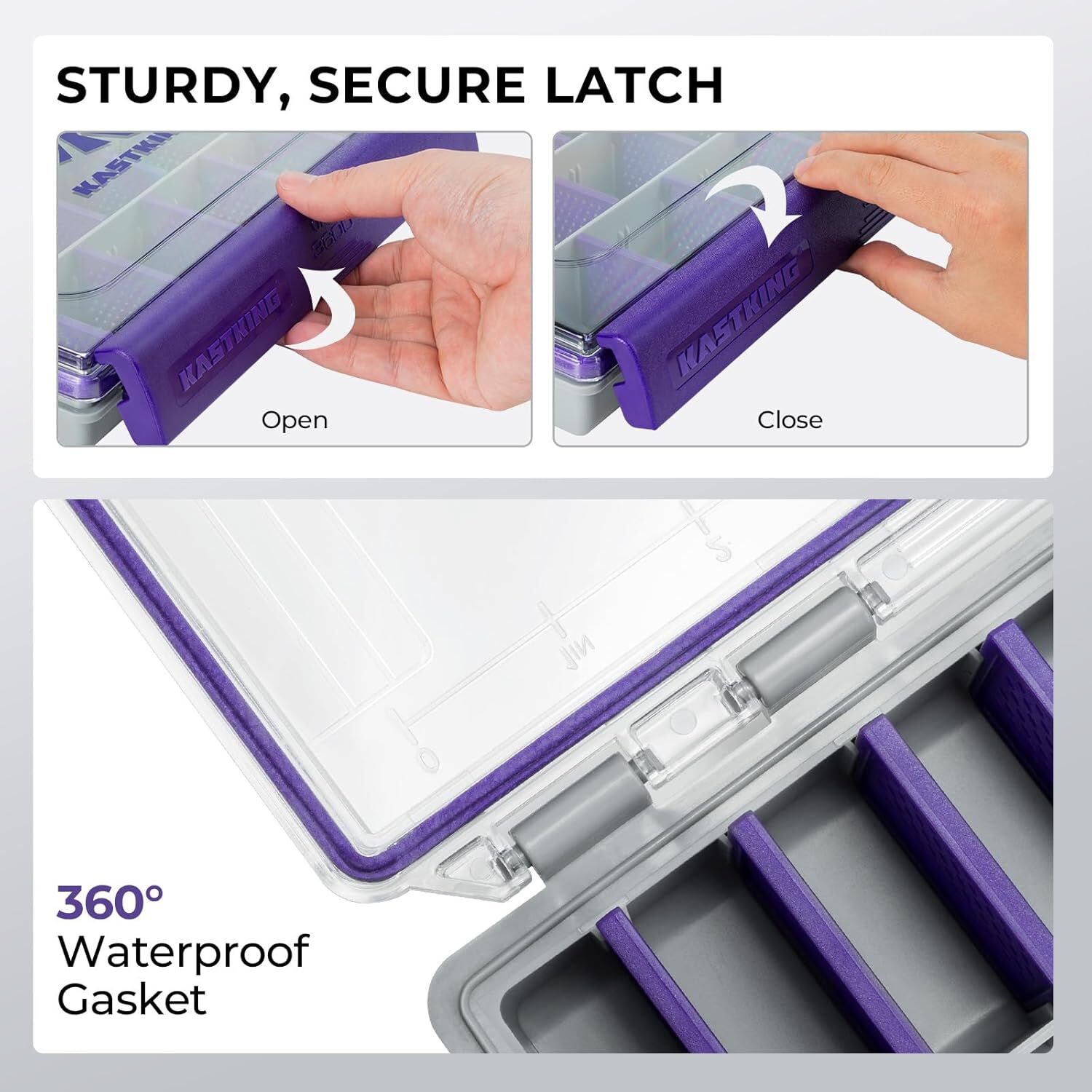 KastKing Fishing Tackle Box 3600 3700 Trays Waterproof W/Removable Dividers