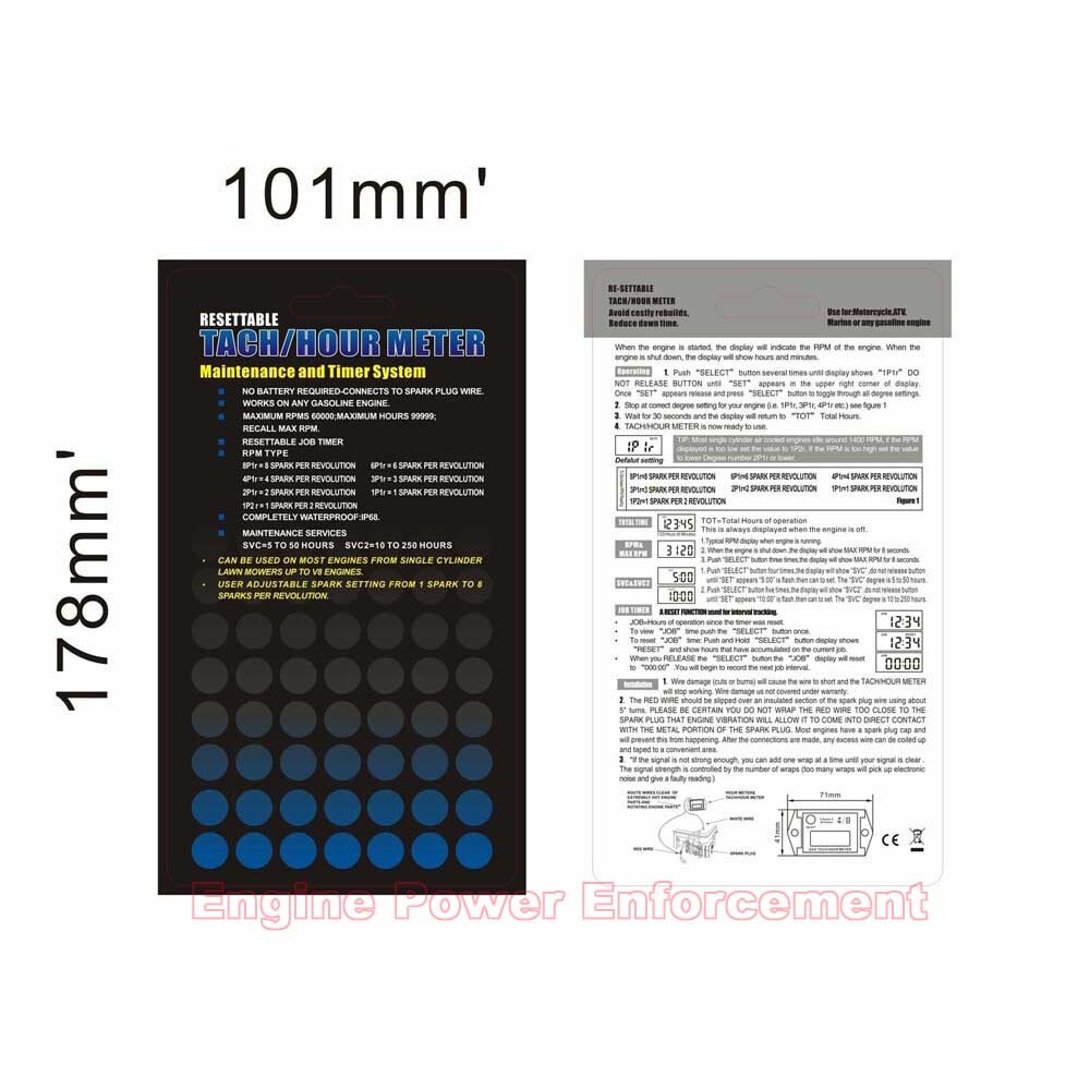 New Tiny Tach Digital Mini Hour Meter Tachometer Job Timer Adjustable Resettable