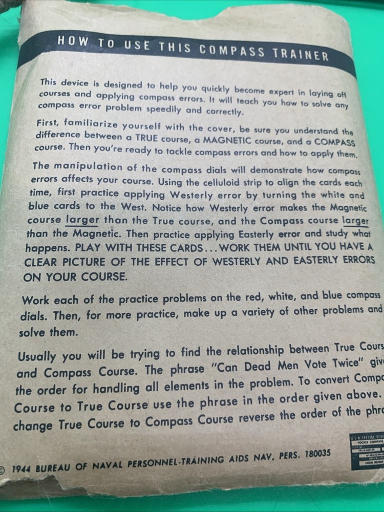 1944 Compass Trainer Navy Target Angles How To Get Them