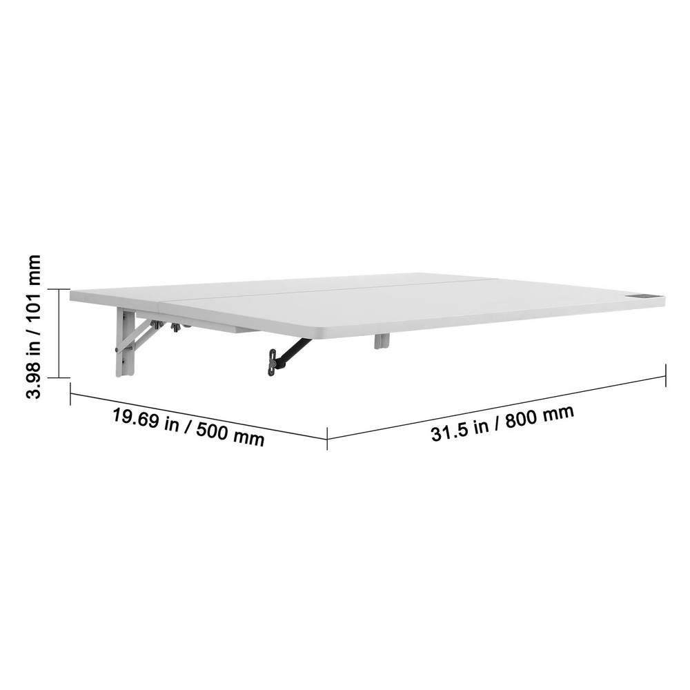 Wall-Hanging Foldable Desk 31.5" x 19.69" Space-Saving Drop-Leaf Table Floating