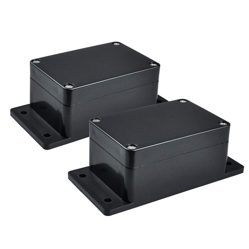 2 Pack IP65 Electronic Project Box Plastic ABS Waterproof Black Junction Box Enc