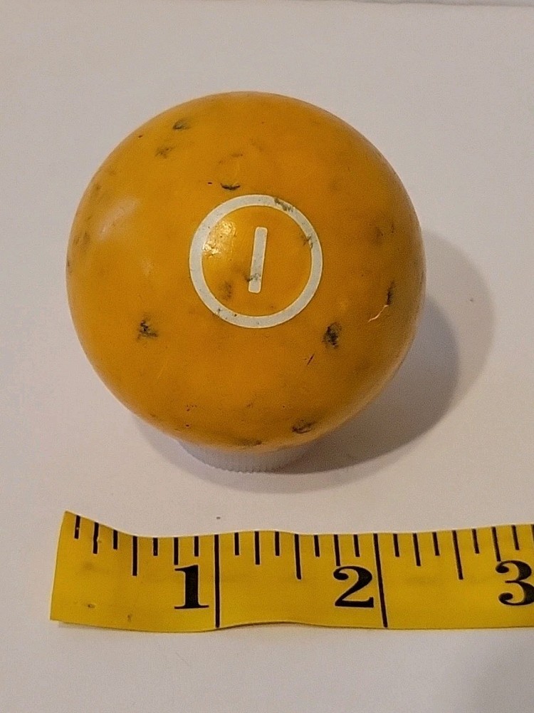Vintage No. 1 Solid Yellow Pool Ball Billiard 2" Replacement (K)