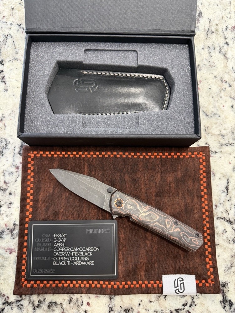 Jared Oeser Mini Nebo Folding Knife: Copper Camocarbon