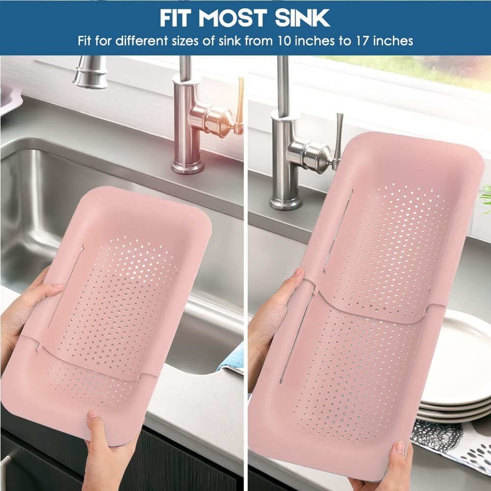Collapsible Colander Kitchen Extendable Strainer Fruits Vegetables Noodle Pas...