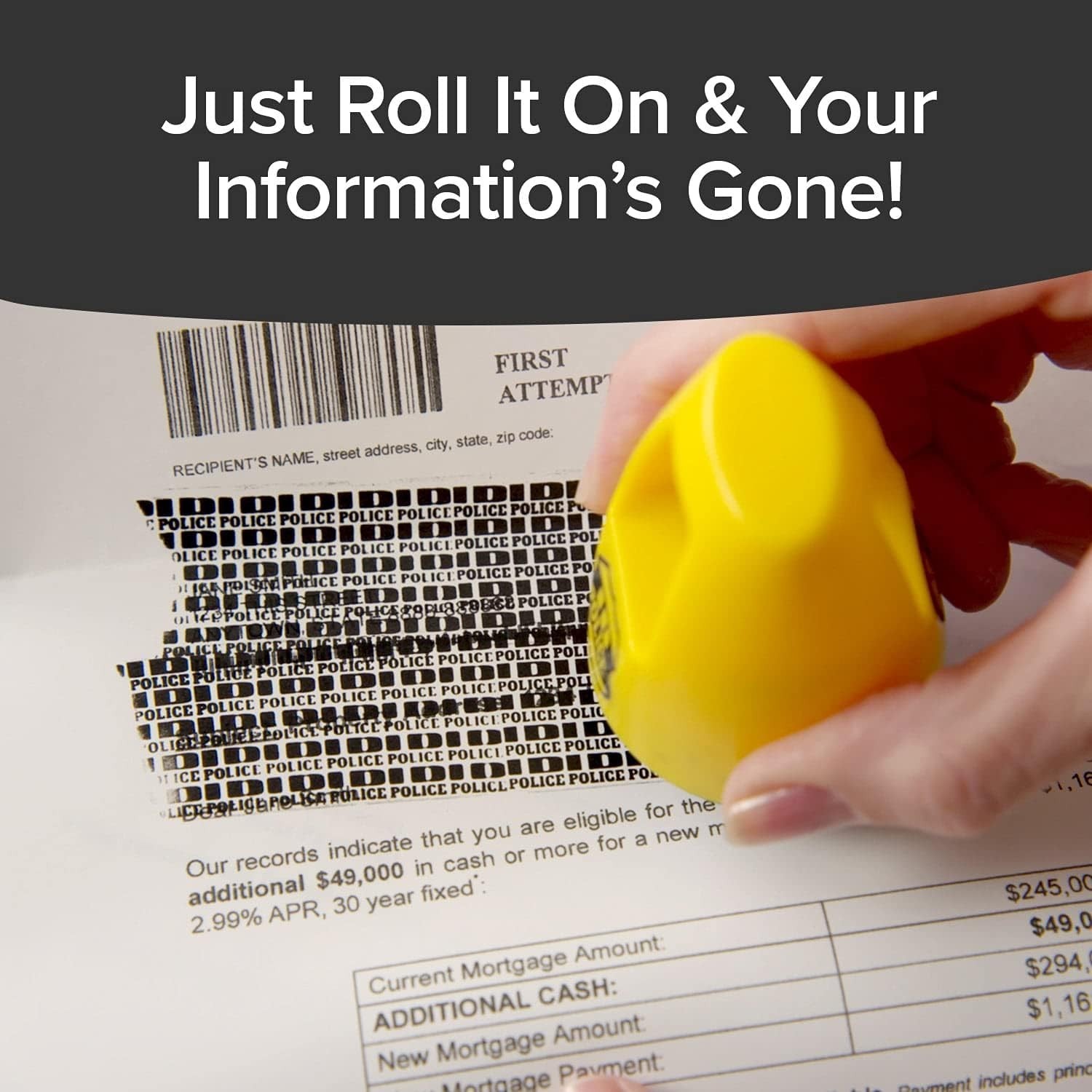 ID Police, AS-SEEN-ON-TV, Identity Theft Protection Stamp Roller, Fast, Easy,...