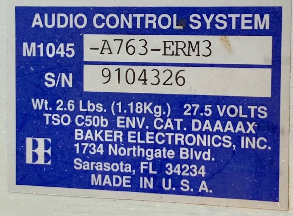 Audio Control System M1045-A763-ERM3 Removed Working