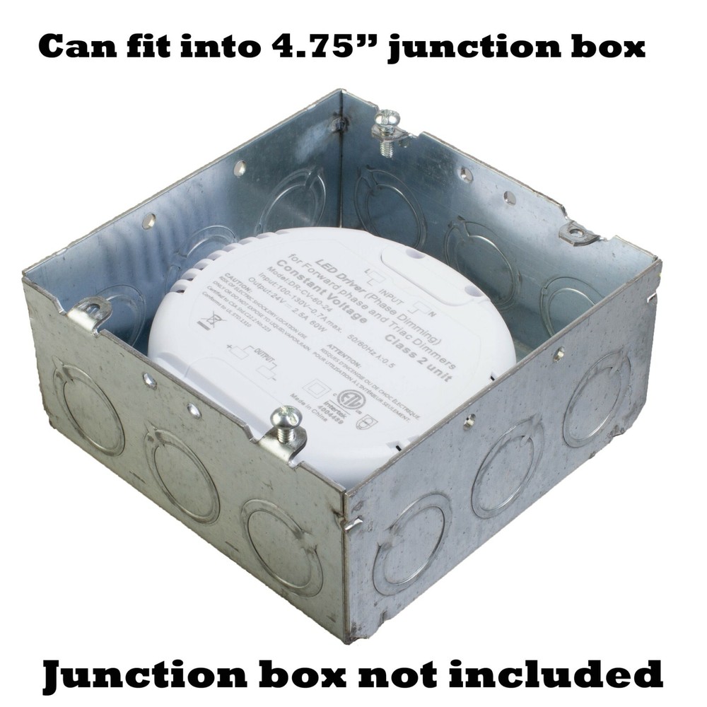 24v 60w Dimmable Power Driver Round shape Triac Class 2 fit Junction box