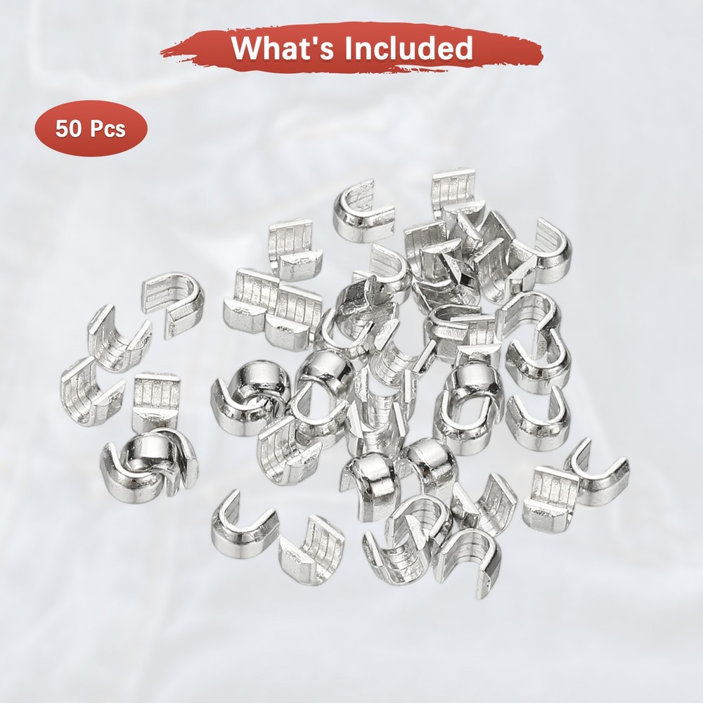 Zipper Slider Retainers [50pcs] - #5 U Shape Top Stoppers - [Silver]